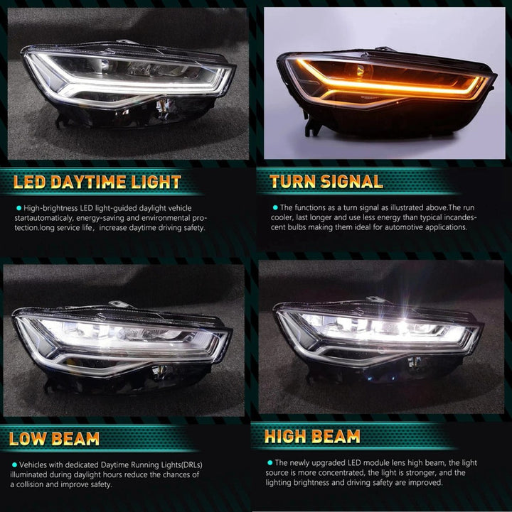 Car Craft Compatible With Audi A6 C7 2011-2015 Car Front Upgraded Head Light Lamp Xenon Headlight Retrofit Upgrade Modified Led Drl Hid Matrix Style