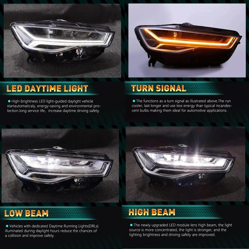 Car Craft Compatible With Audi A6 C7 2016-2018 Car Front Upgraded Head Light Lamp Xenon Headlight Retrofit Upgrade Modified Led Drl Hid Matrix Style