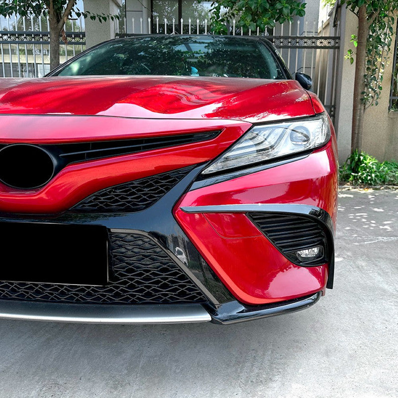 Car Craft Compatible With Toyota Camry 2018+2024 Front Bumper Fog Splitter Skirst Canard Flag Carbon Fiber Look Zst-451 Cf USA