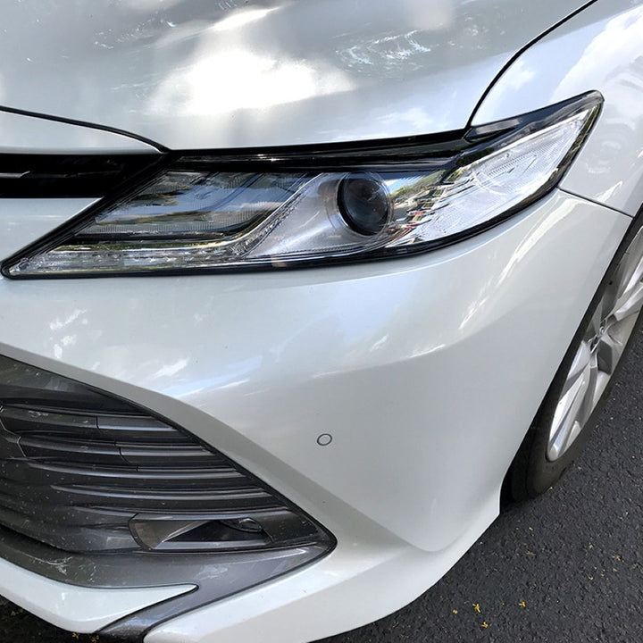 Car Craft Compatible With Toyota Camry 2018+2024 Front Bumper Headlight Light Eyebrows Eyelid Splitter Skirst Canard Carbon Fiber Look Zst-132 Cf USA