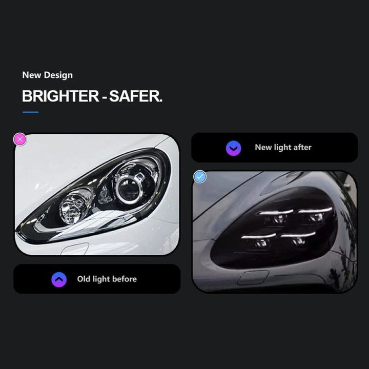Car Craft Compatible With Porsche Cayenne 2011-2014 Car Front Upgraded Head Light Lamp Xenon Headlight Retrofit Upgrade Matrix Modified Led Drl Hid B