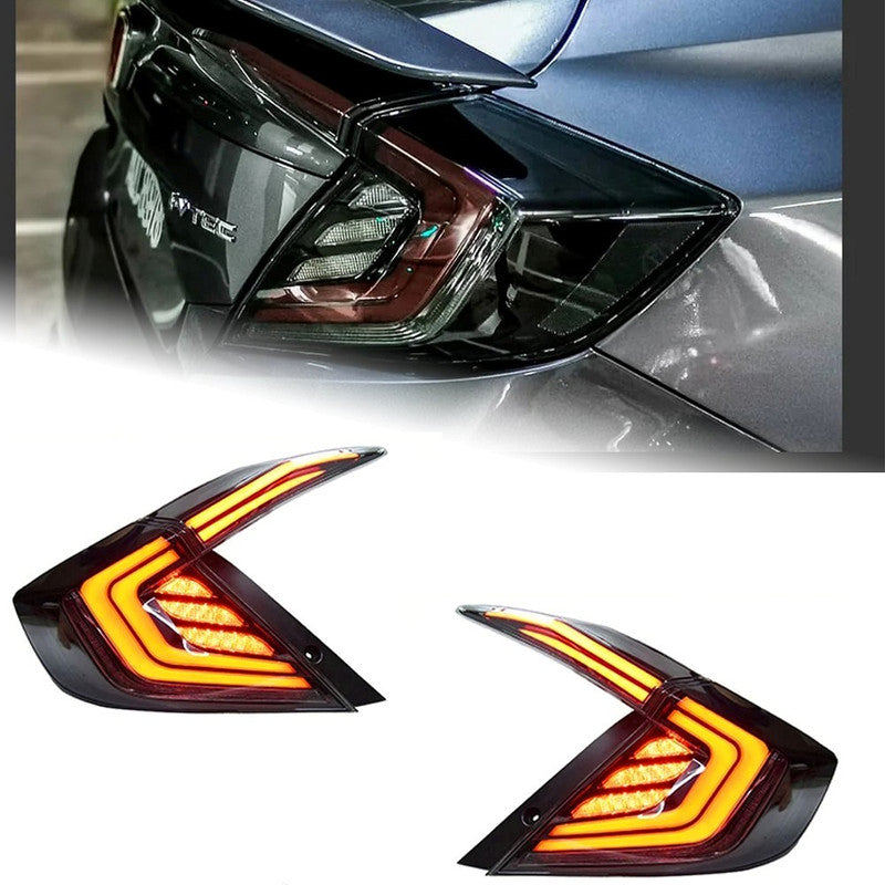 Car Craft Compatible With Honda Civic 10th Gen 2016-2020 Car Rear Upgraded Tail Light Lamp Xenon Taillight Retrofit Upgrade Modified Led Drl Hid B Clear