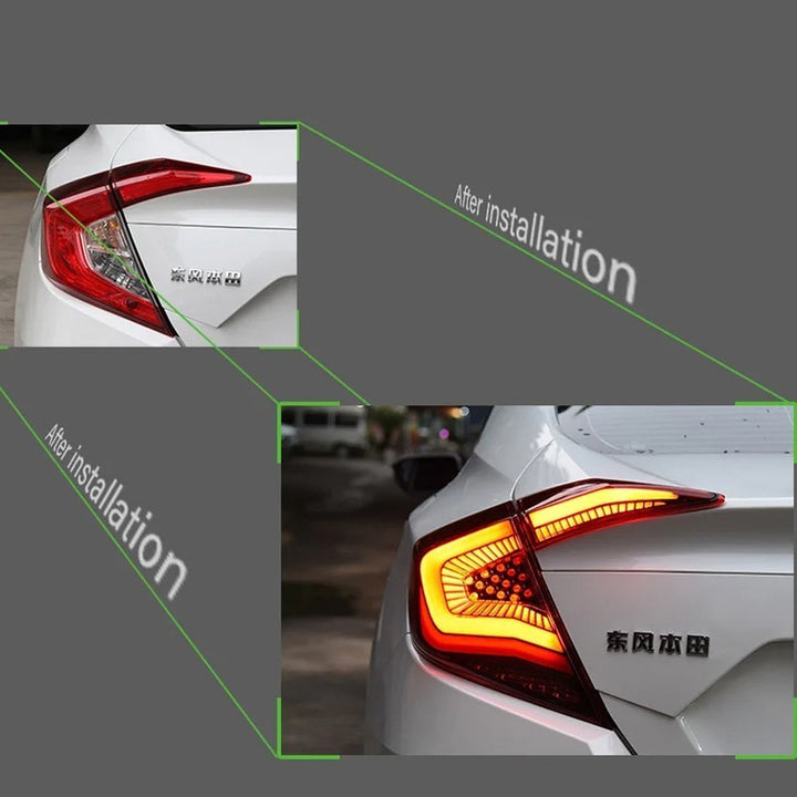 Car Craft Compatible With Honda Civic 10th Gen 2016-2020 Car Rear Upgraded Tail Light Lamp Xenon Taillight Retrofit Upgrade Modified Led Drl Hid C Clear