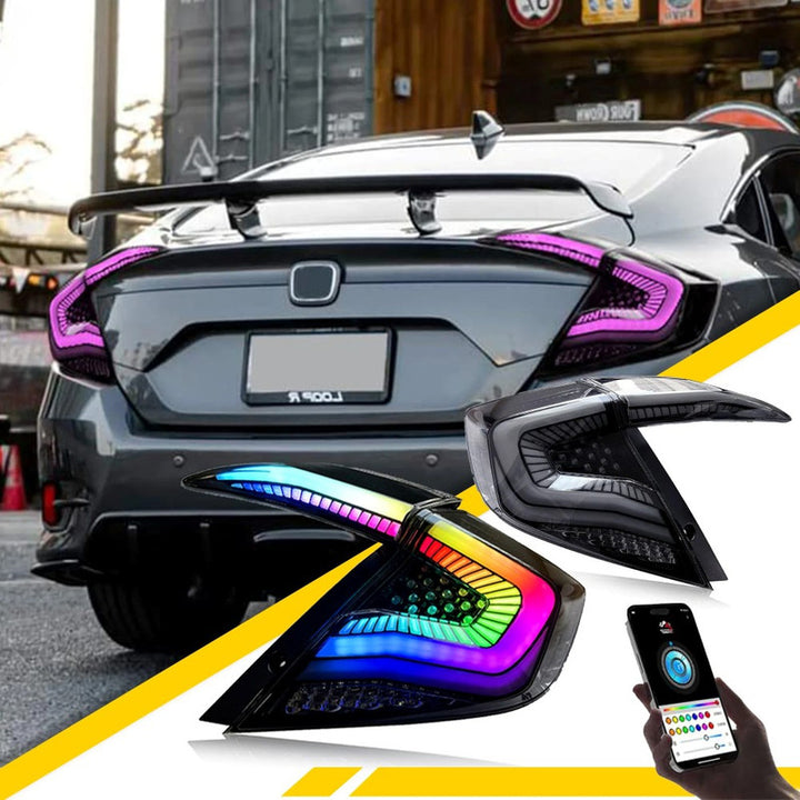 Car Craft Compatible With Honda Civic 10th Gen 2016-2020 Car Rear Upgraded Tail Light Lamp Xenon Taillight Retrofit Upgrade Modified Led Drl Hid Rgb Colour