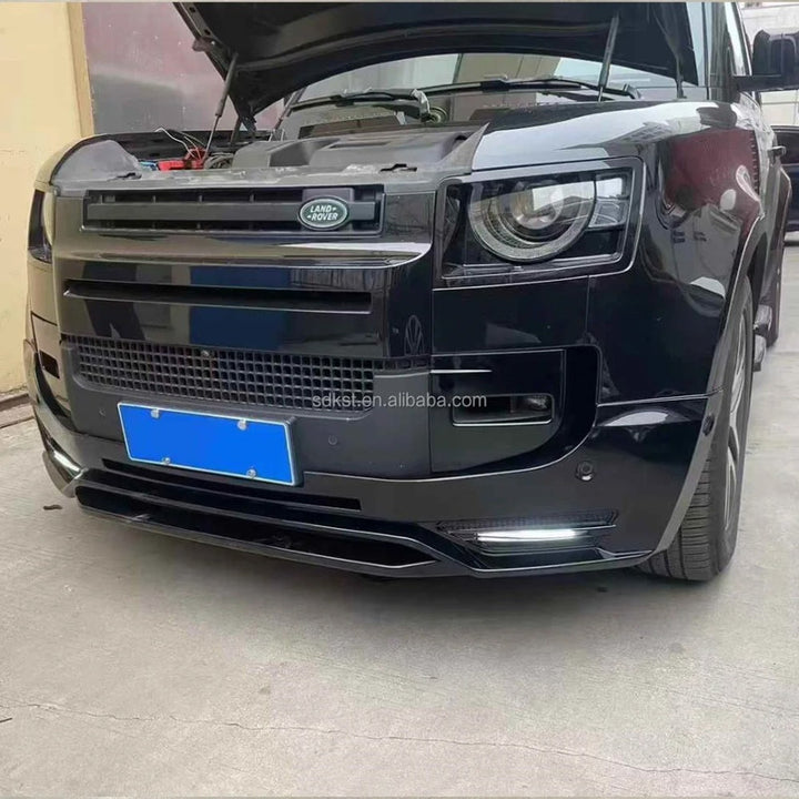 Car Craft Compatible With Range Land Rover Defender 90/110 L663 Lr129997 2020+ Front Bumper Lip Splitter Skirts Splitter 2 Led - CAR CRAFT INDIA