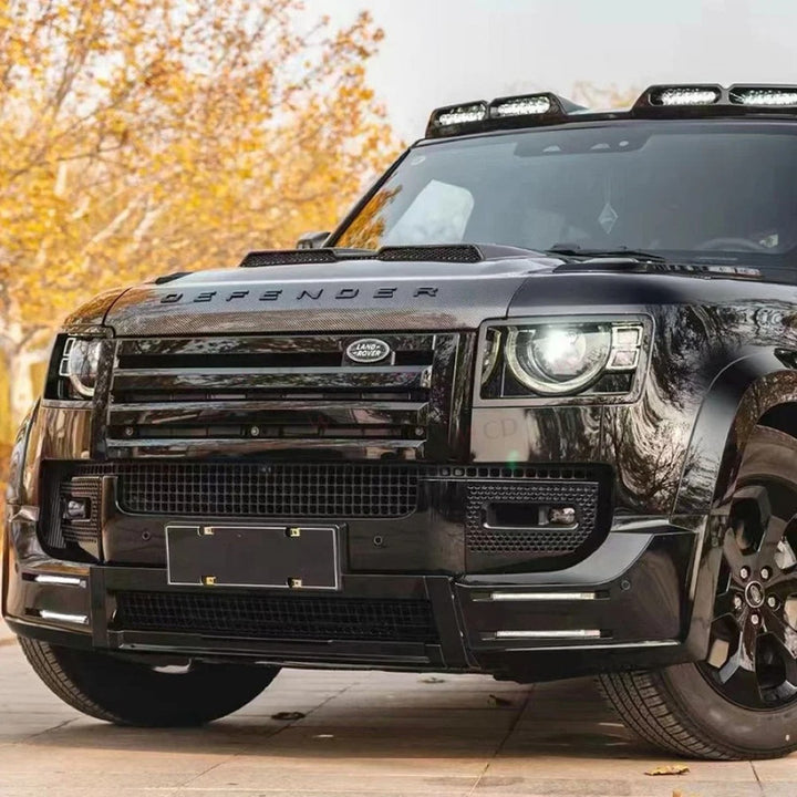 Car Craft Compatible With Range Land Rover Defender 90 110 130 L663 Lr129997 2020+ Front Bumper Lip Splitted Skirts Led Lumma Style - CAR CRAFT INDIA