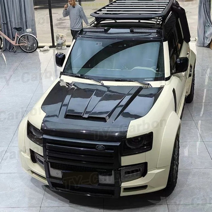 Car Craft Compatible With Range Land Rover Defender 90 110 130 L663 Lr129997 2020+ Front Hood Bonnet Carbon Fiber - CAR CRAFT INDIA