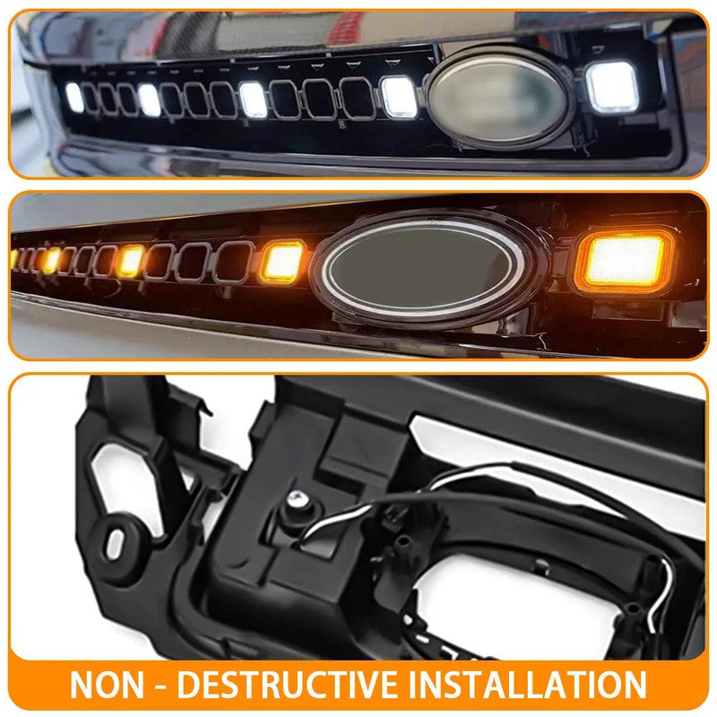 Car Craft Compatible With Range Land Rover Defender 90 110 130 2020+ Front Bumper Show Led Grille With Light Octa Style White