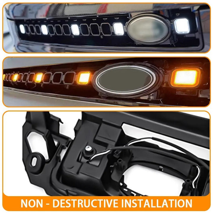 Car Craft Compatible With Range Land Rover Defender 90 110 130 2020+ Front Bumper Show Led Grille With Light Octa Style Yellow