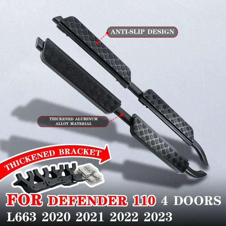 Car Craft Compatible With Range Land Rover Defender 110 L663 Lr129997 2020+ Non-slip Fixed Side Step Running Board Cheaquer Plate Style 2 Door - CAR CRAFT INDIA