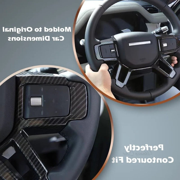 Car Craft Compatible With Range Land Rover Defender 90 110 130 L663 Lr129997 2020+ Steering Wheel Trim Cover Frame Stick On Style Carbon Fiber Look - CAR CRAFT INDIA