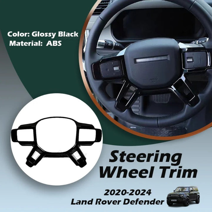 Car Craft Compatible With Range Land Rover Defender 90 110 130 L663 Lr129997 2020+ Steering Wheel Trim Cover Frame Stick On Style Glossy Black - CAR CRAFT INDIA