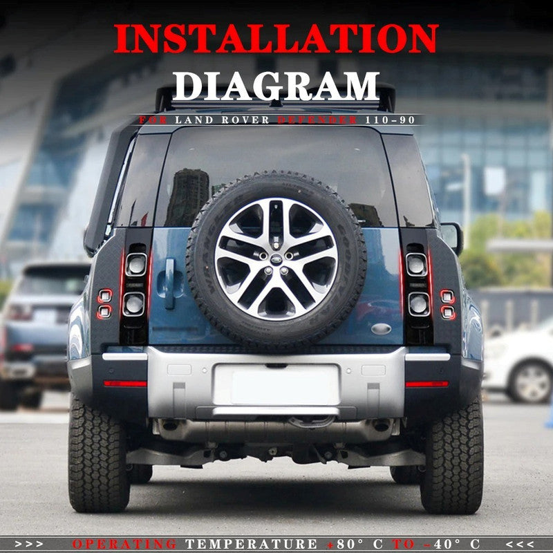 Car Craft Compatible With Range Land Rover Defender 90 110 L663 Lr129997 2020+ Car Rear Upgraded Tail Light Lamp Xenon Taillight Retrofit Upgrade Modified Led Drl Hid Black - CAR CRAFT INDIA
