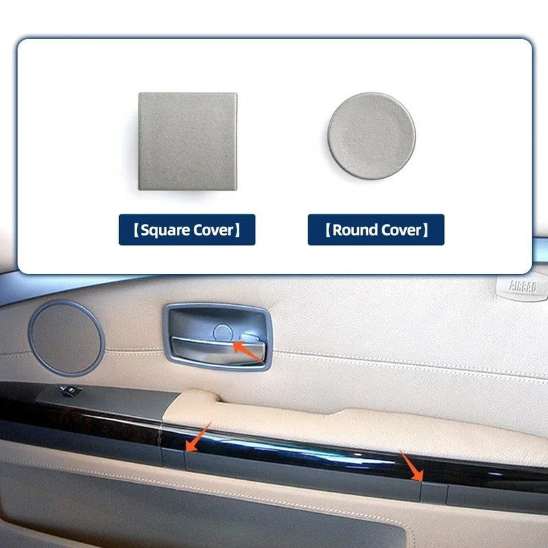Car Craft Compatible With Bmw 7 Series E65 E66 745i 2002-2008 Auto Front Inner Door Flap Covers Auto Door Screw Panel Cover Plug 51417025647 Silver Square CC-9010
