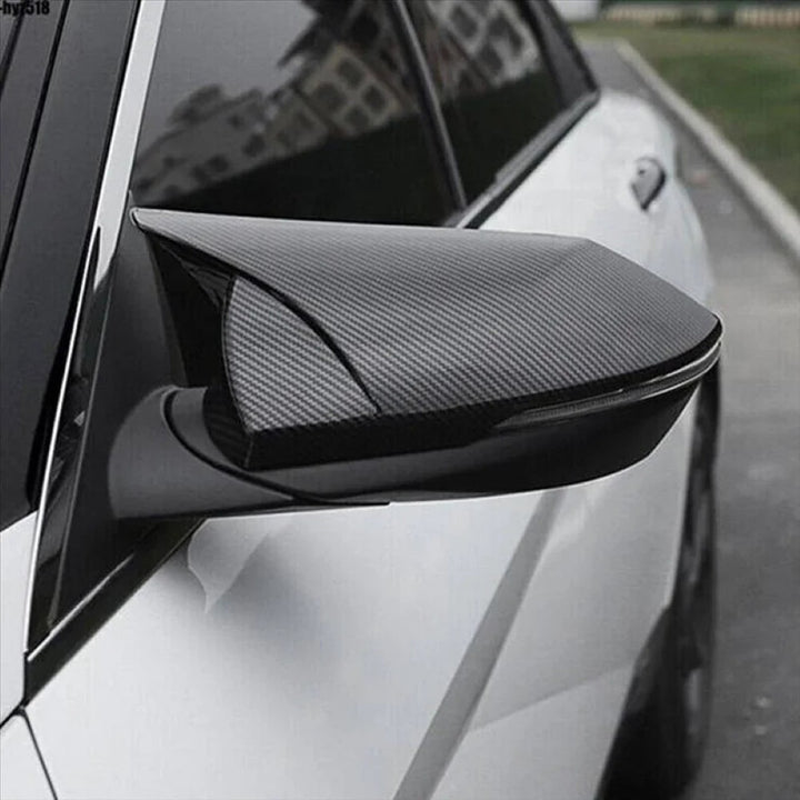 Car Craft Compatible With Hyundai Elantra 2021+ Side Rear View Mirror Cover Cap Paste Style Ar-mr-045 Cf Carbon Fiber Look CC-8577 - CAR CRAFT INDIA