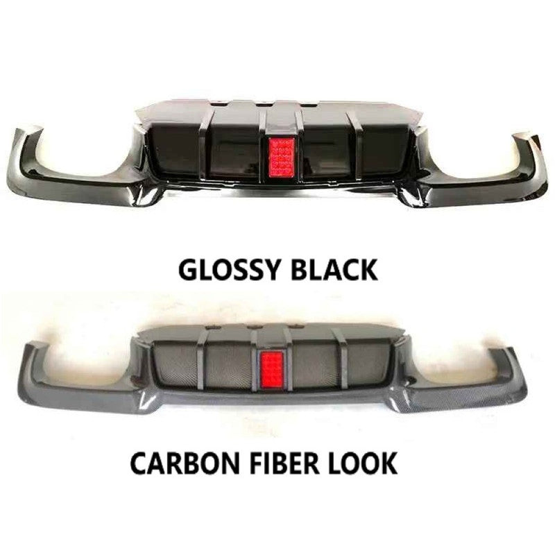 Car Craft Compatible With Bmw 5 Series F10 2010-2017 M5 M Sports Rear Bumper After Lip Diffuser Splitter F10 Style With Led Light Carbon Fiber Look