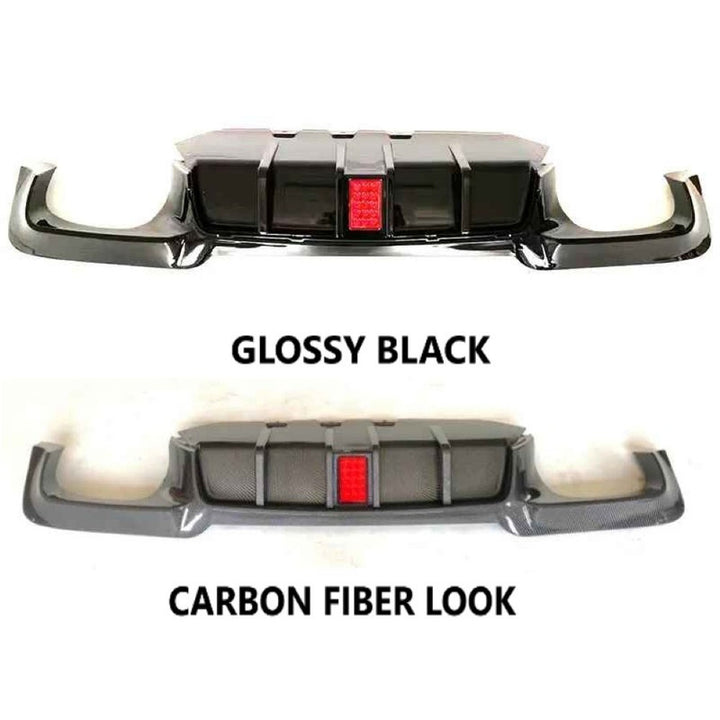 Car Craft Compatible With Bmw 5 Series F10 2010-2017 M5 M Sports Rear Bumper After Lip Diffuser Splitter F10 Style With Led Light Carbon Fiber Look