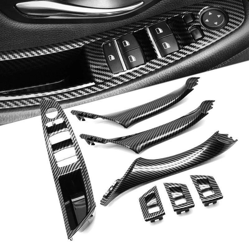 Car Craft Compatible With Bmw 5 Series F10 2010-2017 Car Interior Door Armrest Inside Pull Handle Inner Full Set Carbon Fiber 25874 25847l 25848r 25889l 25890r In Cf Rhd Model A CC-7874 - CAR CRAFT INDIA