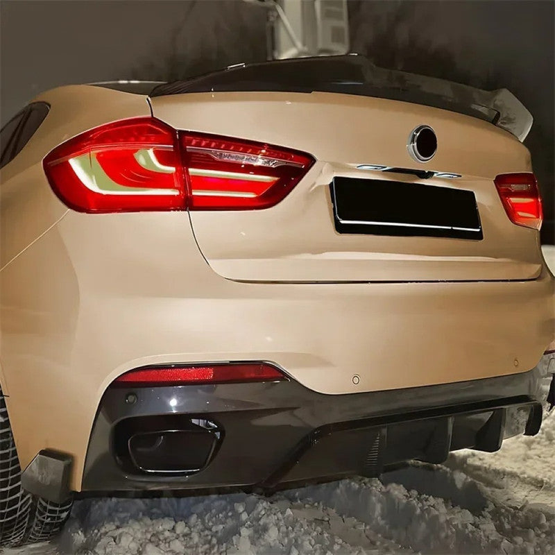 Car Craft Compatible With Bmw X6 F16 2014-2019 M Sport M Performance Rear Bumper Lip Skirt Splitter Diffuser Spoiler Zst-599 Gb Glossy Black