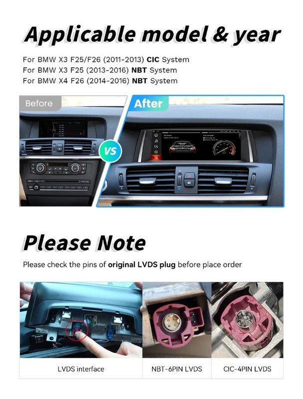 Car Craft Compatible With Bmw X3 X4 F25 F26 2010-2017 Android Multimedia Infotainment Touchscreen Dvd Player Wireless Carplay Android Auto 4gb +64gb 8.8 Inch Nbt