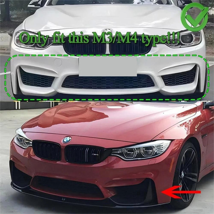 Car Craft Compatible With Bmw 3 Series F30 F90 2012-2018 M Sport M3 M4 Front Bumper Lip Splitter Skirts Glossy Black