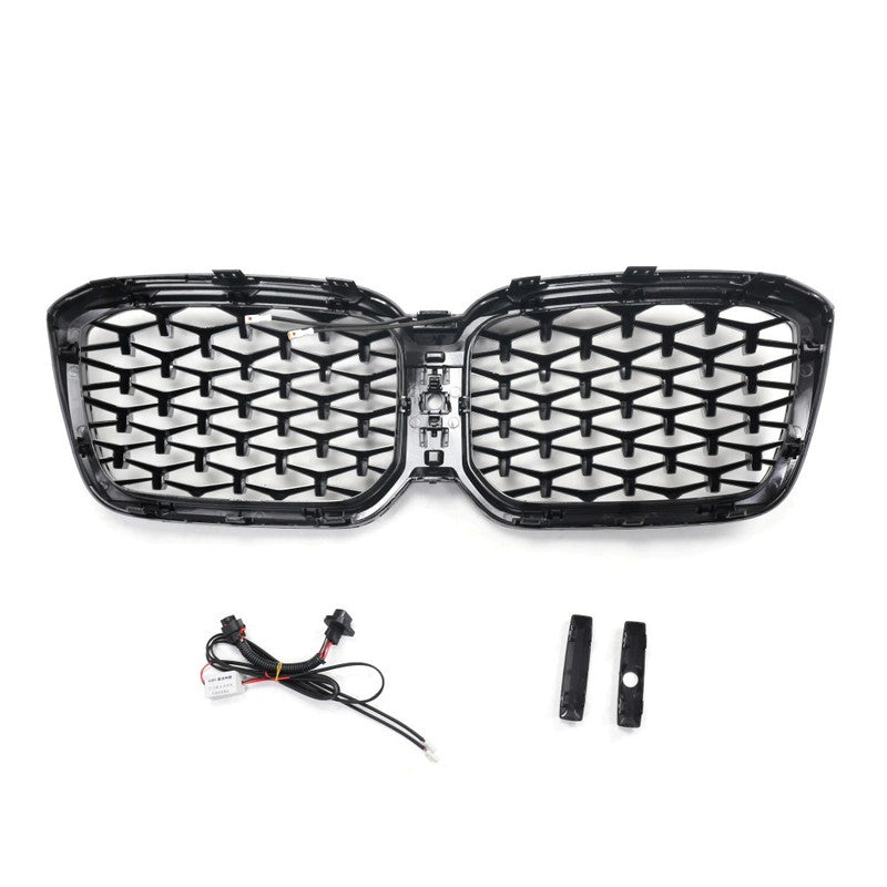 Car Craft Compatible With Bmw X3 G01 G08 Lci 2022+ Front Bumper Diamond Black Silver Show Led Grill