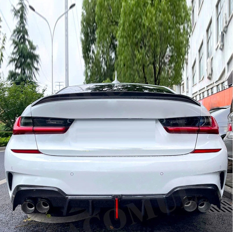 Car Craft Compatible With Bmw 3 Series G20 2019-2022 M Sport Rear Bumper Diffuser After Lip Splitter Skirs Vten Style With Light Black