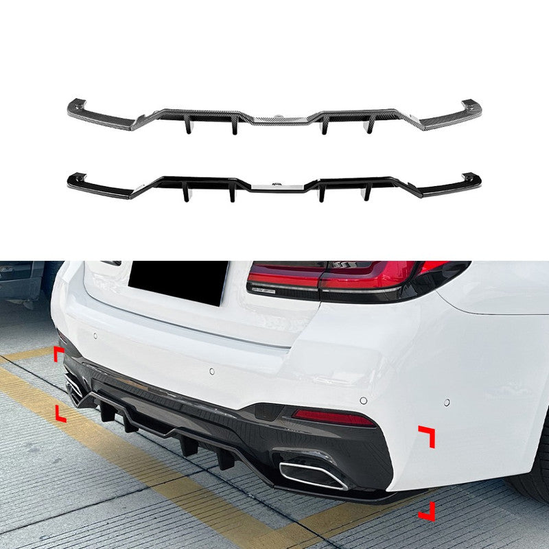 Car Craft Compatible With Bmw 5 Series G30 Lci 2021-2023 M Sports Bumper Rear After Lip Diffuser Splitter Skirts Blade Style Carbon Fiber Look Zst-884 Cf