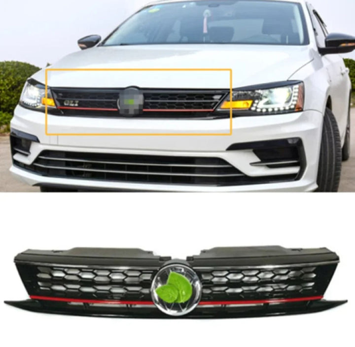 Car Craft Compatible With Vw Volkswagen Jetta Mk6 2015-2017 Upgrade Facelift Convert To Gli Style Front Bumper Show Grill Red Line