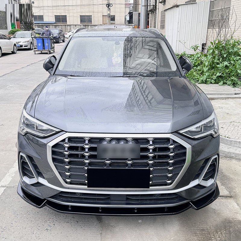 Car Craft Compatible With Audi Q3 F3 Sline 2019+ Front Bumper Lip Splitter Diffuser Skirst Flag Canard Carbon Fiber Look Zst-715 Cf