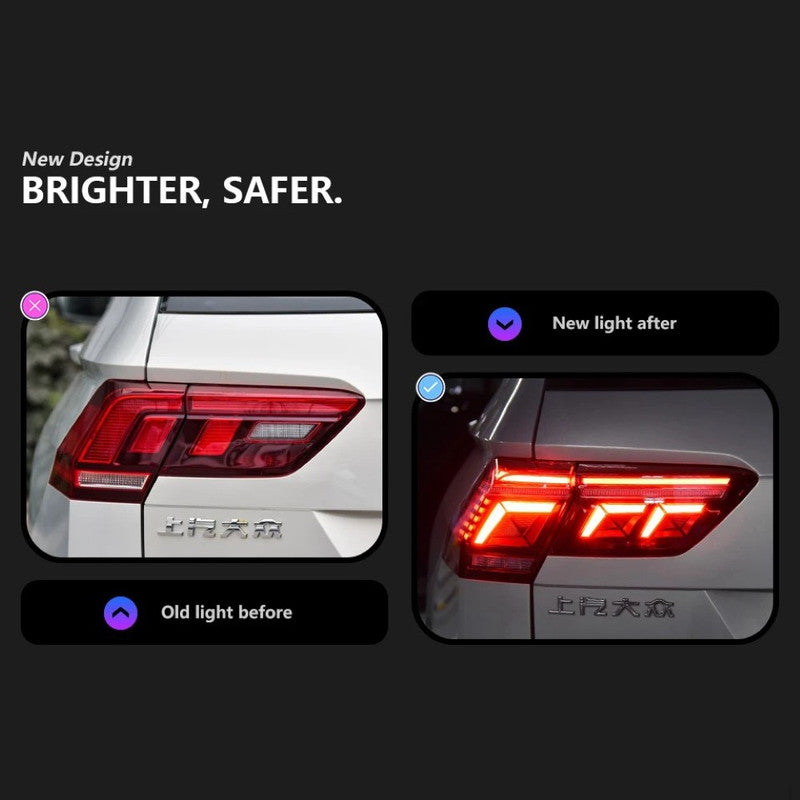 Car Craft Compatible With Vw Volkswagen Tiguan Led Tail Light 2017-2022 Car Rear Upgraded Tail Light Lamp Xenon Taillight Retrofit Upgrade Modified Led Drl Hid Brake Light, Warning Light For Helogn Car