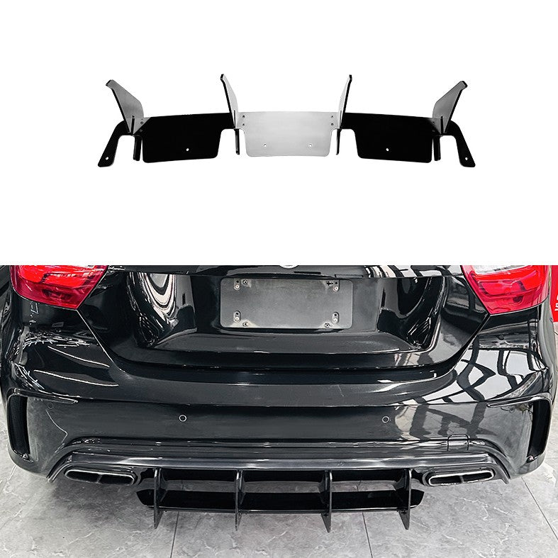 Car Craft Compatible With Mercedes Benz A Class W176 2012-2018 Amg Rear Bumper After Lip Diffuser Lip Skirst Splitter Flag Canard Zst