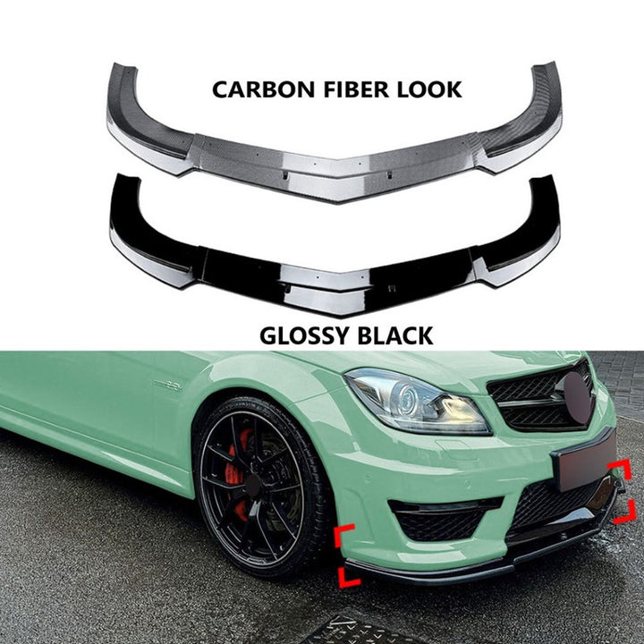 Car Craft Compatible With Mercedes Benz C Class W204 2011-2014 Amg Front Bumper Lip Splitter Diffuser Skirst Flag Canard Carbon Fiber Look Zst-854 Cf