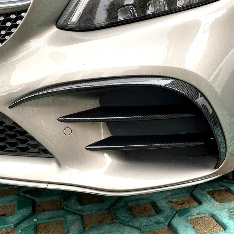 Car Craft Compatible With Mercedes Benz C Class Lci W205 Lci 2019-2021 Amg Front Bumper Air Vent Splitter Side Skirts Flag Canard Glossy Black Zst-224 Gb