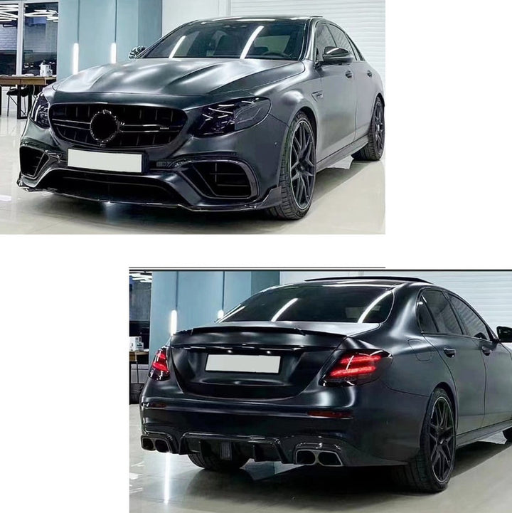 Car Craft Compatible With Mercedes Benz E Class W213 2016-2019 Amg E63 Car Upgrade To E63 Amg Brabus Bbs Bodykit Front After Lip Diffuser Exhaust Tips Fog Gril Cover