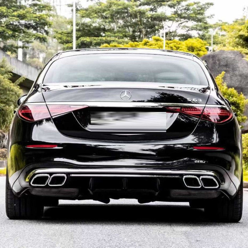 Car Craft Compatible With Mercedes Benz S Class W223 2021-2025 Car Upgrade To S65 Amg Bumper Bodykit Front After Lip Diffuser Exhaust Tips Fog Gril Cover Grill
