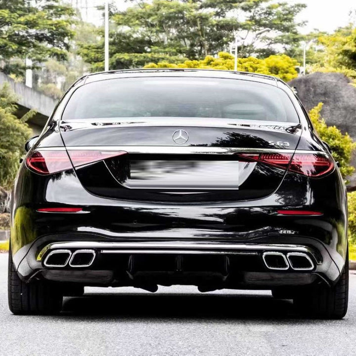 Car Craft Compatible With Mercedes Benz S Class W223 2021-2025 Car Upgrade To S65 Amg Bumper Bodykit Front After Lip Diffuser Exhaust Tips Fog Gril Cover Grill