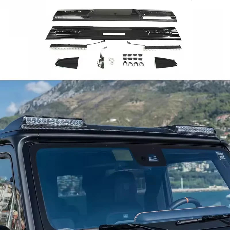 Car Craft Compatible With Mercedes Benz G Wagon G Class G55 G63 W463 W464 2008-2023 Front Roof Wing Lip Spoiler Top Light Bar Brabus Bbs Style Real Carbon Fiber