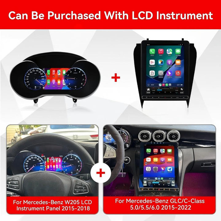 Car Craft Compatible With Mercedes Glc W253 X253 C Class W205 V Class W447 Android Multimedia Infotainment Player Carplay 4gb+64gb 12.5 Inch Tesla Style With Ambient Light Led Ac Air Vent Grill Cover Ntg 6.0