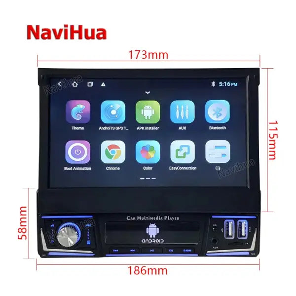 7-Inch Touch Screen Android 1DIN Car Radio Universal Stereo Multimedia DVD Player with Carplay and GPS Custom Model One