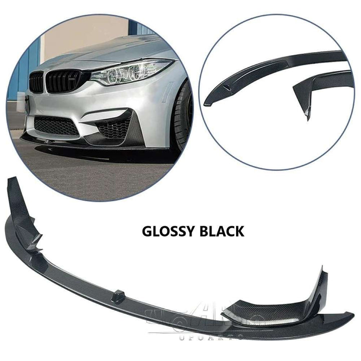 Car Craft Compatible With Bmw 3 Series F80 F82 2012-2018 M3 M4 Front Bumper Lip Splitter Skirts 4 Part Mp Style Ar-bm-0181 Glossy Black - CAR CRAFT INDIA