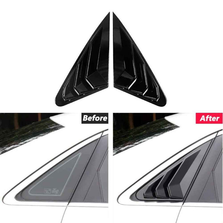 Car Craft Compatible With Audi A4 B8 Sedan 2009-2016 Car Rear Window Shutter Cover Louver Side Vent Trim Triangle Glossy Black