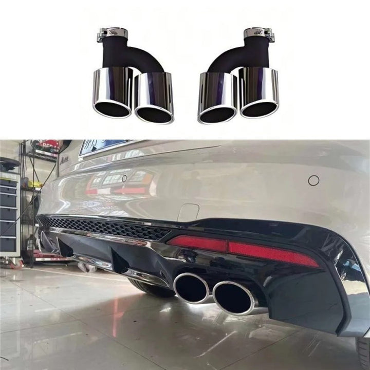 Car Craft Compatible With Audi A4 B9.5 2021+ Upgraded Facelift Convert To S4 Sport Bodykit Rear After Bumper Exhaust Pipe Tips A4-047 Gc Silver CC-10844