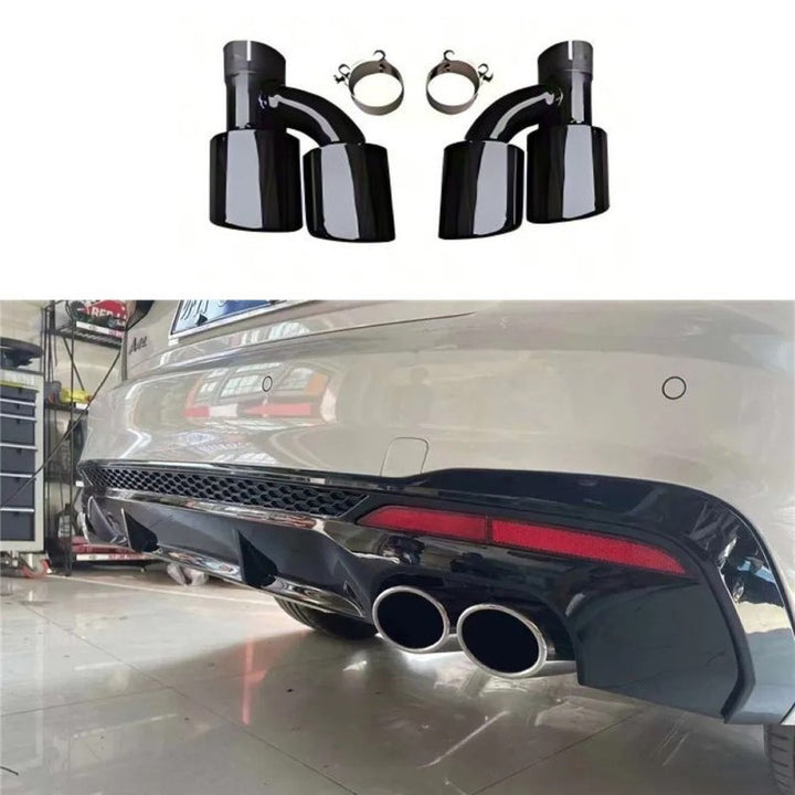 Car Craft Compatible With Audi A4 B9.5 2021+ Upgraded Facelift Convert To S4 Sport Bodykit Rear After Bumper Exhaust Pipe Tips A4-048 Gc Black CC-10845