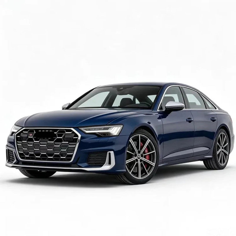 Car Craft Compatible With Audi A6 C8 2019-2025 Upgraded Facelift Convert To S6 Sport Bodykit Front Grill Lip Fog Grill Diffuser Lip Skirt Trim Exhaust Pipe Tip Silvery Grille Acc Style All Logo Silver A6-104 Gc