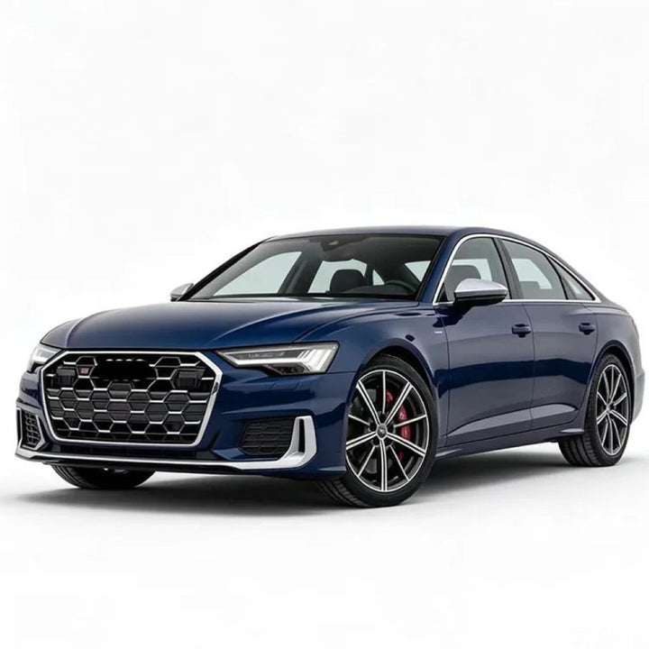 Car Craft Compatible With Audi A6 C8 2019-2025 Upgraded Facelift Convert To S6 Sport Bodykit Front Grill Lip Fog Grill Diffuser Lip Skirt Trim Exhaust Pipe Tip Silvery Grille Acc Style All Logo Silver A6-104 Gc