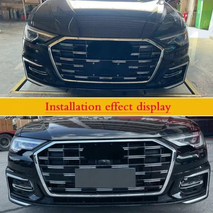 Car Craft Compatible With Audi A6 S6 Rs6 C8 2019-2023 Front Rs6 Sport Bumper Upgraded Show Grill Mesh Rsu Silver Chrome Outer And Trim - CAR CRAFT INDIA