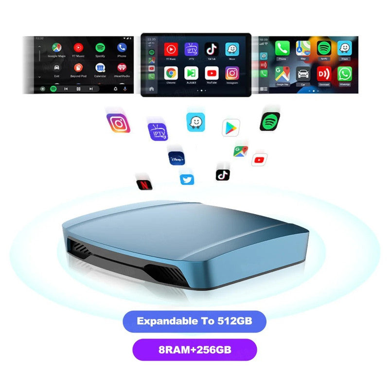 Car Craft Compatible With Bmw Mercedes Audi Porsch Jaguar Suzuki Toyota Android 15 Carplay Ai Box 8-core Android Auto Wireless Apple Carplay Split Screen Smart Streaming Tv Box Hdmi Player 8gb+256gb