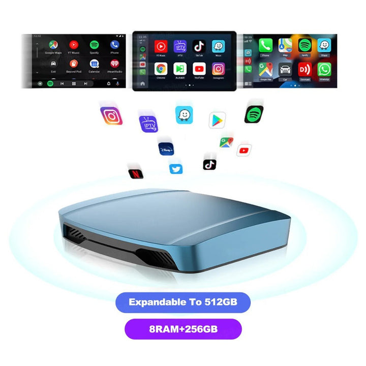 Car Craft Compatible With Bmw Mercedes Audi Porsch Jaguar Suzuki Toyota Android 15 Carplay Ai Box 8-core Android Auto Wireless Apple Carplay Split Screen Smart Streaming Tv Box Hdmi Player 8gb+256gb