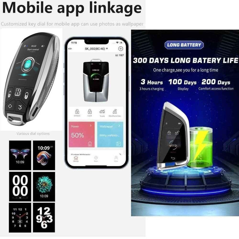 Car Craft Compatible With Audi Bmw Mercedes Jaguar Range Rover Porsche Volkswagen Skoda Volvo Nissan Jeep Maruti Toyota Hyndai Bentley Ferrari Lamborghini Mini Cooper Lcd Led Smart Keyless Key Tk980